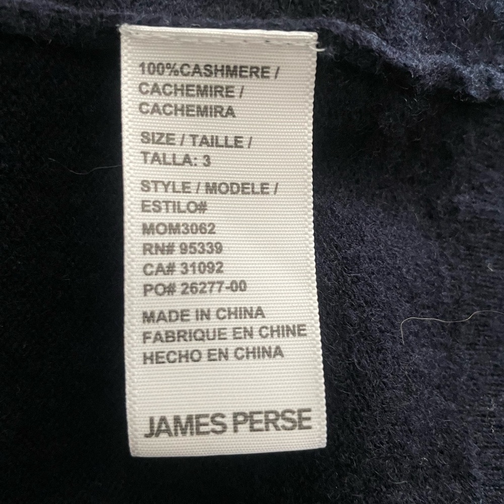 JAMES PERSE Men’s Navy Blue 100% Cashmere Sweater - Picture 7 of 8